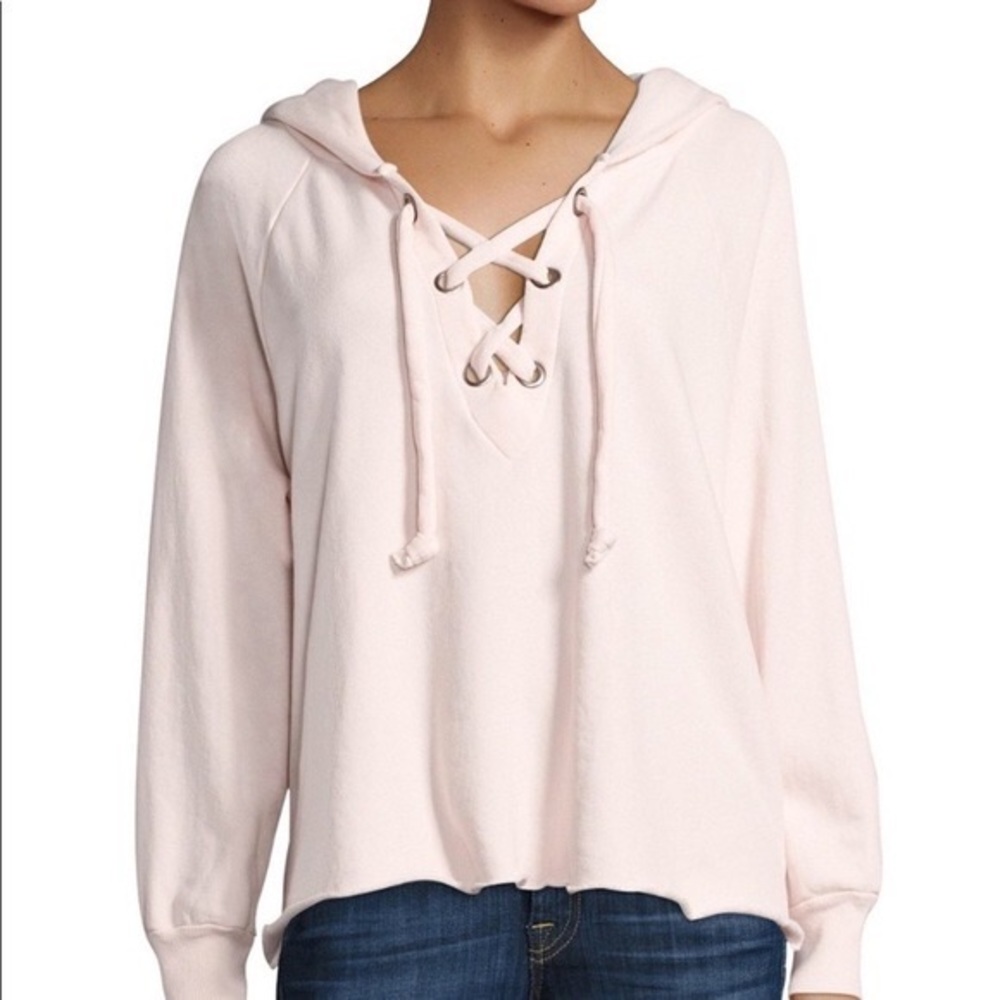 Wildfox Pink Lace Up Sweatshirt